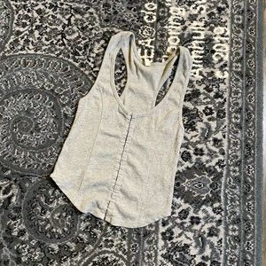Free People Grey Ribbed Razor Back Tank